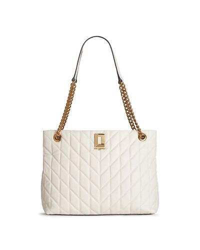 Karl Lagerfeld Leather Lafayette Pebble Tote in White - Lyst