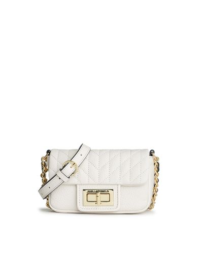 Karl Lagerfeld Leather Agyness Micro Crossbody in White - Lyst