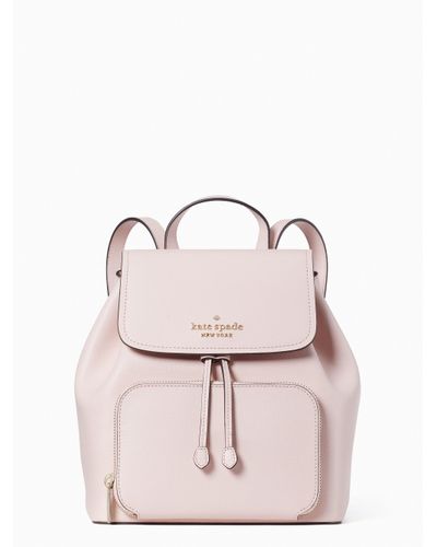 Kate Spade Leather Darcy Flap Backpack in Rose Smoke (Pink) | Lyst