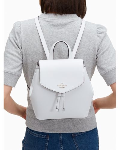 Kate Spade Leather Lizzie Medium Flap Backpack in White | Lyst