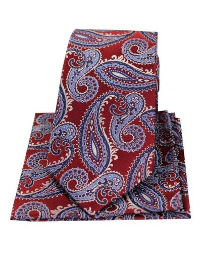 Posh and Dandy Paisley Silk Tie And Hanky Set in Red for Men | Lyst