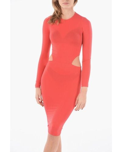 Wolford Amina Muaddi Long Sleeve Bodycon Dress With Cut Out Detail in ...