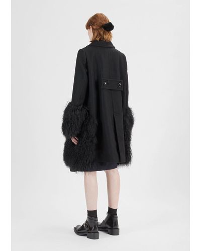 sacai wool melton coat