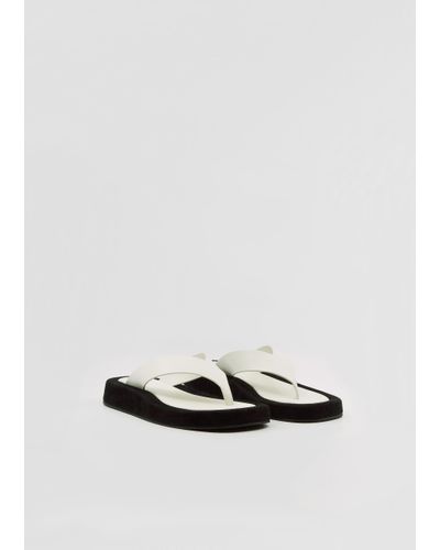 The Row Leather Ginza Sandal In Natural Black Black Lyst