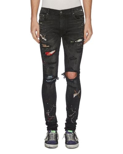 Amiri Denim 'art Patch' Colourblock Ripped Skinny Jeans in Black for ...