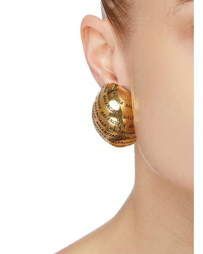 Balenciaga Precious' Logo Engraved Earrings in Metallic - Lyst