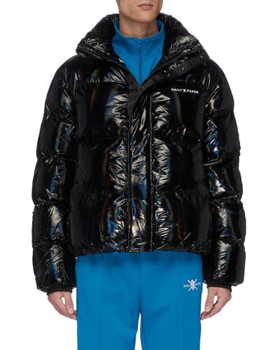 Daily Paper Holographic Effect Puffer Jacket in Black for Men - Lyst