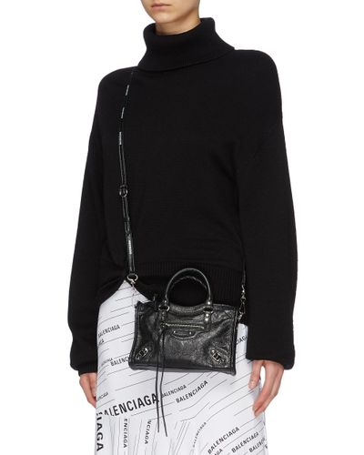 Balenciaga Classic City Logo Strap Nano Leather Shoulder Bag In Black For Men Lyst