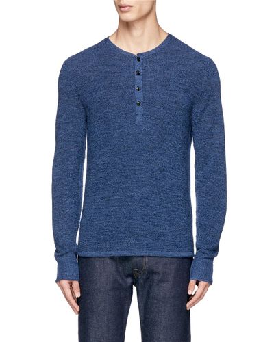 Rag & Bone 'garrett' Merino Wool Henley Shirt in Blue for Men - Lyst