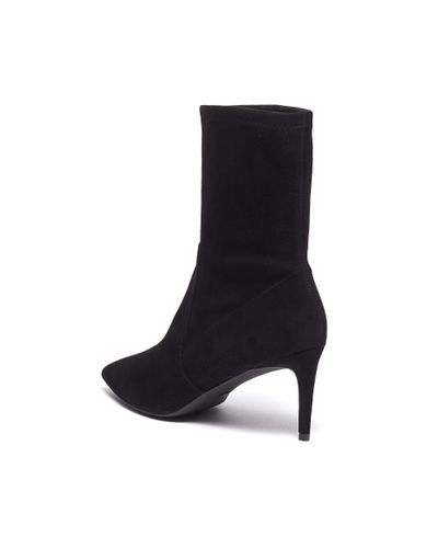 stuart weitzman black wren 75 suede heeled ankle boots