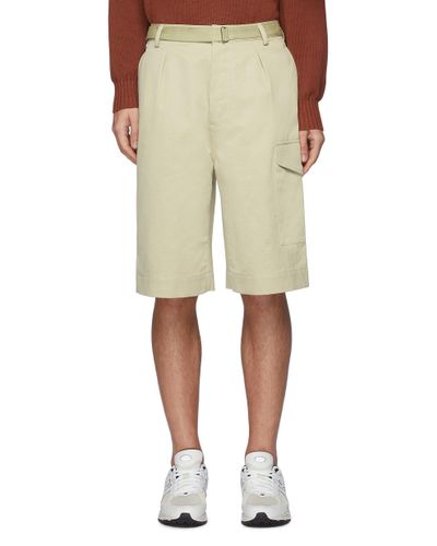 AURALEE Finx' Belted Side Patch Pocket Cotton Chino Shorts in Green ...