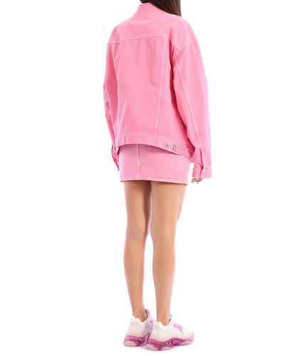 Balenciaga Denim Chest Logo Jacket Pink | Lyst