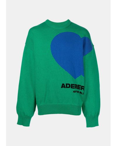 ADER error Twin Heart Logo Sweater in Green | Lyst