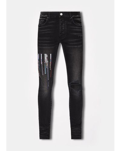 Amiri Paint Drip Core Logo Jeans in Black for Men | Lyst