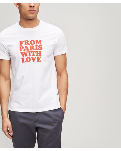 Ami Cotton From Paris With Love T Shirt In White For Men Lyst