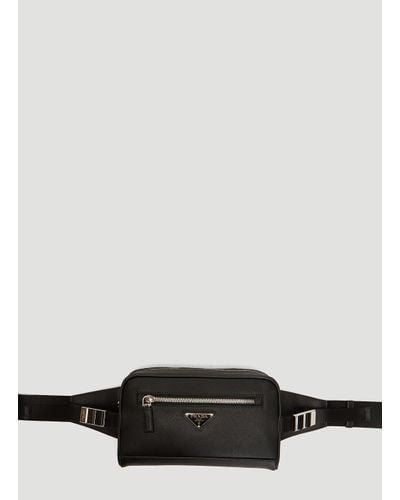 Prada Saffiano Leather Belt Bag In Black for Men - Lyst