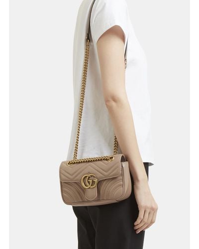 Leather Marmont Shoulder Bag Nude in Natural - Lyst