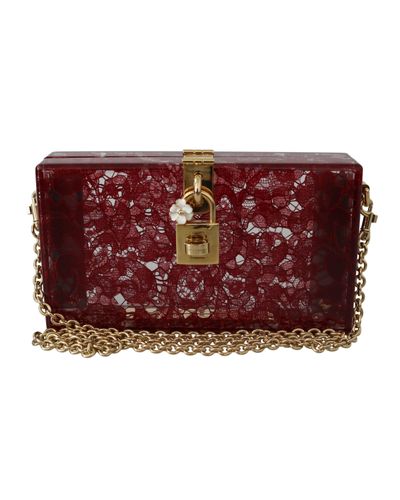 Dolce & Gabbana Dark Plexiglass Taormina Lace Clutch Borse Bag Box in Red |  Lyst