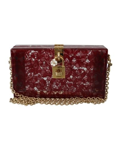 Dolce & Gabbana Dark Plexiglass Taormina Lace Clutch Borse Bag Box in Red |  Lyst