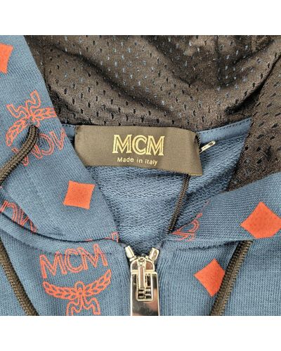 MCM Deep Sea Cotton Zip Up Jacket W/red Logo Print Mhj9amm63vs in Blue for  Men | Lyst UK