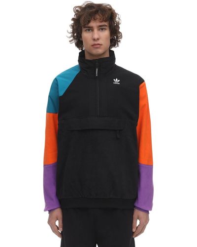 adidas originals half zip pouch pocket jacket navy