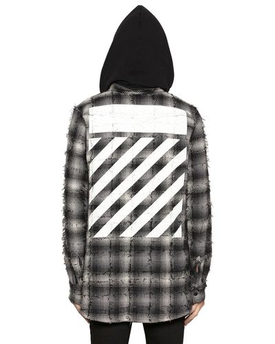 off white hooded flannel