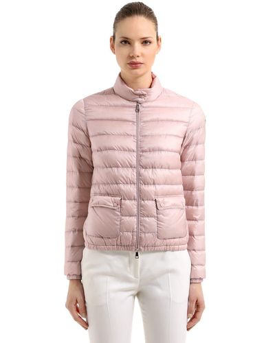Moncler Synthetic Lans Longue Saison Nylon Down Jacket in Pink - Lyst
