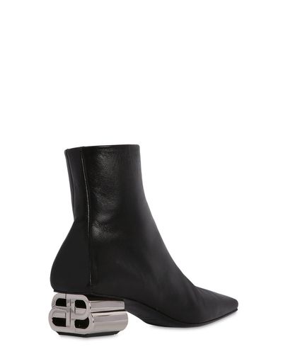Balenciaga 50mm Typo Leather Ankle Boots in Black/Silver (Black ...
