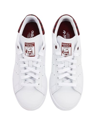 adidas Originals Stan Smith Leather Sneakers in White/Bordeaux (White) -  Lyst