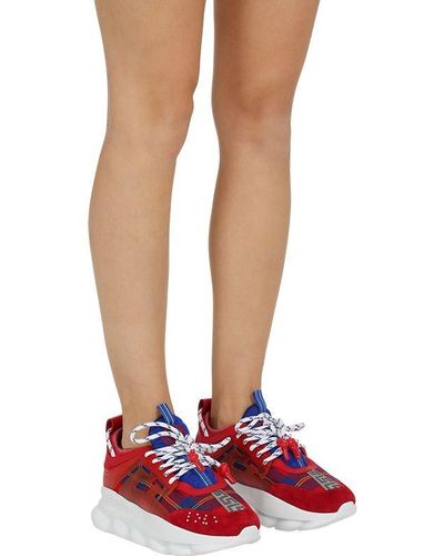 Versace Wool Lvr Exclusive Chain Reaction Sneakers in Red | Lyst