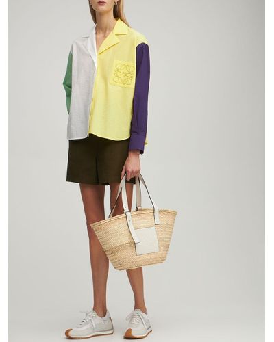 Loewe Anagram Woven Straw Basket Bag in Natural,White (Metallic) | Lyst  Australia
