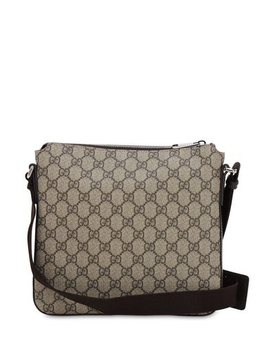 Buy Gucci Flat Messenger GG Supreme Web Beige/Black at Goxip