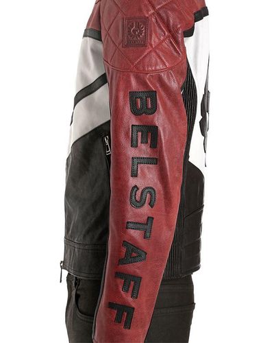 Belstaff Morleigh Leather Biker Jacket in Black/Red/White (Red) for Men -  Lyst