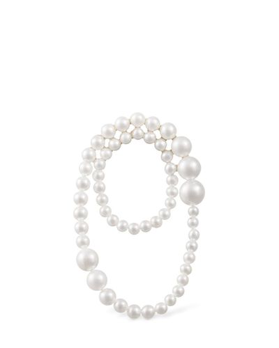 Sophie Bille Brahe Femme Boucle D'Oreille En Perles Et Or 14 K Embrassée Unique - Blanc