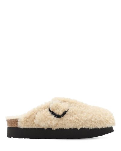 Birkenstock Papillo Boston Teddy Shearling Sandals in Eggshell (Natural) | Lyst