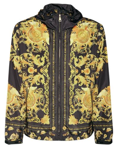 Versace Jeans Couture Hooded Zip-up Baroque Jacket in Black/Gold ...