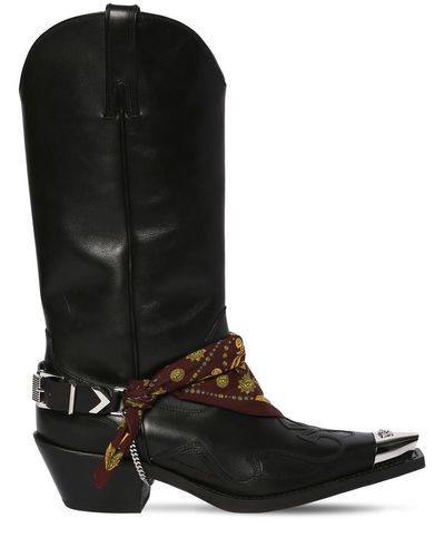 Versace 70mm Camperos Leather Cowboy Boots in Black | Lyst