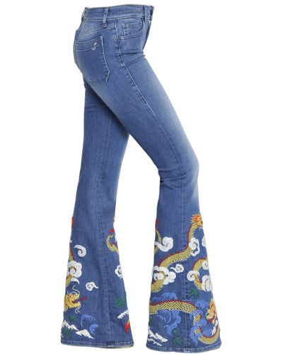 The Seafarer Mariel Embroidered Flared Denim Jeans in Blue - Lyst