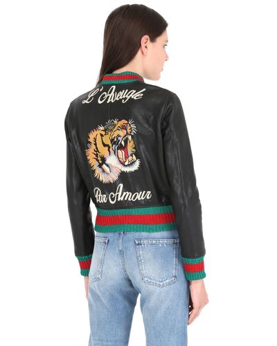 gucci tiger leather jacket