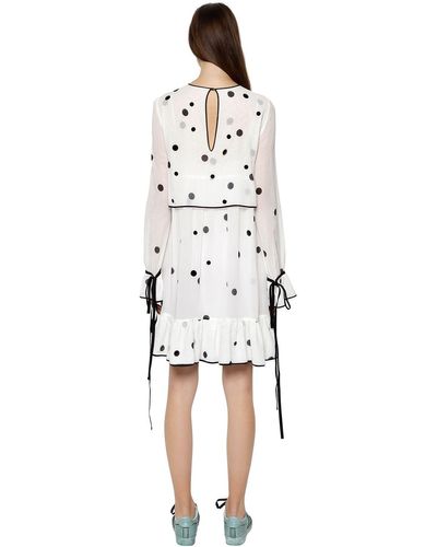 ODEEH Polka Dot Printed Cotton Voile Dress in White/Black (White) - Lyst