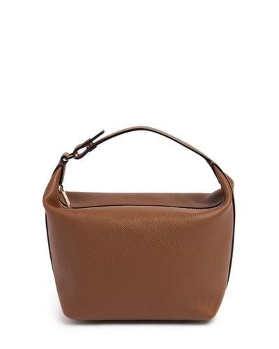 Valextra Mochi Leather Top Handle Bag - Brown
