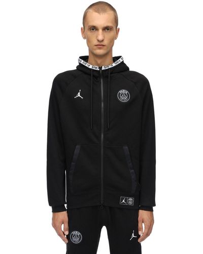 Nike Psg Cotton Blend Sweatshirt Hoodie in Black for Men - Lyst