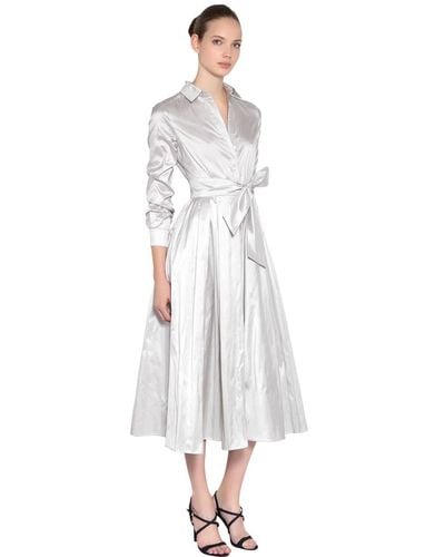 Max Mara Silk Shantung Shirt Dress in Grey (Grey) - Lyst