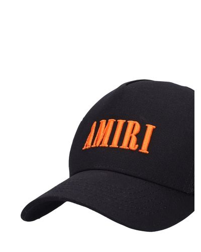 Amiri Core Logo Cotton Canvas Trucker Hat in Black/Orange (Black 