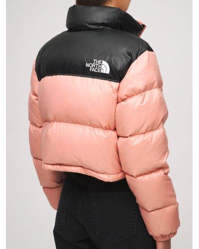 The North Face Nuptse Cropped Down Jacket In Pink Lyst
