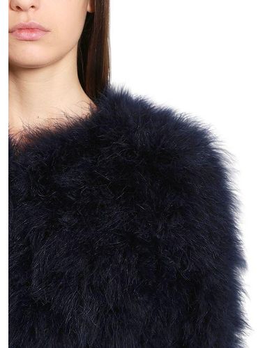 navy ostrich feather jacket