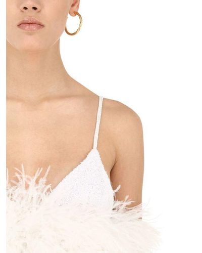 Abito Con Piume E Paillettes di The Attico in Bianco | Lyst