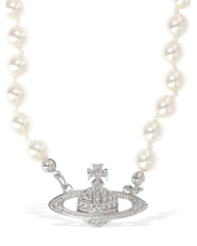 Vivienne Westwood Man Mini Bas Relief Faux Pearl Necklace in Cream ...
