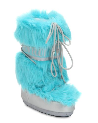 Botas Para La Nieve Con Pelo Largo Moon Boot de color Azul | Lyst