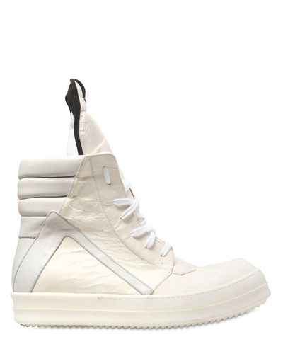 Rick Owens Geo Basket Pergamena Effect Leather in Cream (Natural) for ...